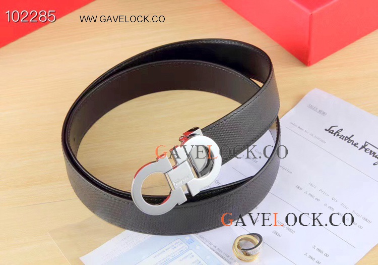 AAA Replica Salvatore Ferragamo Belt Black and Silver
